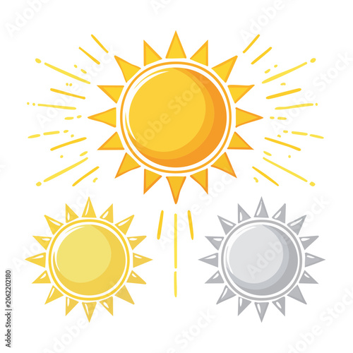 Flat design sun and moon icons on transparent background