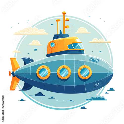 Vintage submarine vector illustration