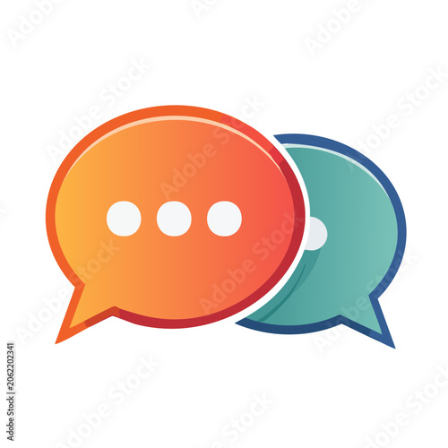 Overlapping speech bubbles icon in flat design