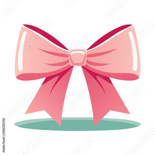 Pink bow ribbon illustration on white background