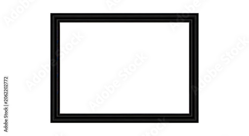 Simple black rectangular picture frame isolated on transparent background