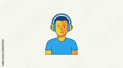 Man Wearing Headphones Illustration.