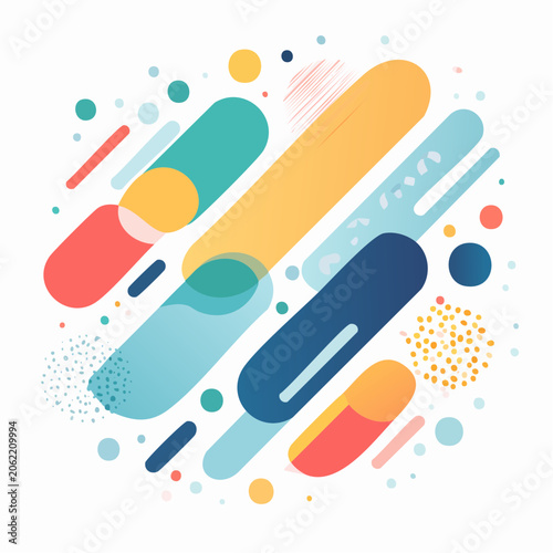 Abstract Geometric Shapes with Rounded Edges and Gradient Colors