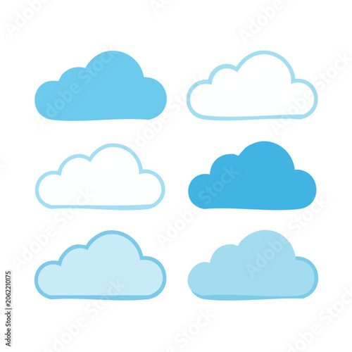 Flat design cloud icons set
