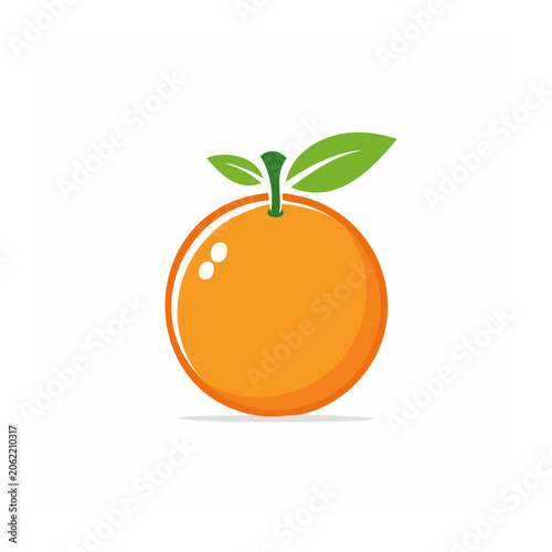 Flat design orange with leaf isolated