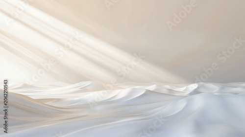Soft Wavy White Abstract Background with Gentle Light Rays and Ethereal Glow, Minimalist and Serene