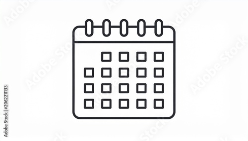 Simple black calendar icon on white background