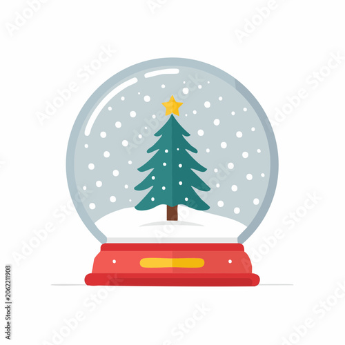 Christmas Snow Globe with Tree and Snowflakes