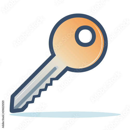 Flat design key icon with transparent background
