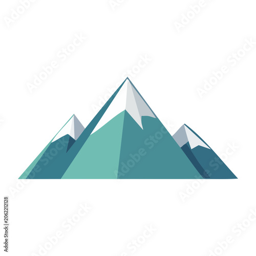 Flat design mountain range with snow peaks