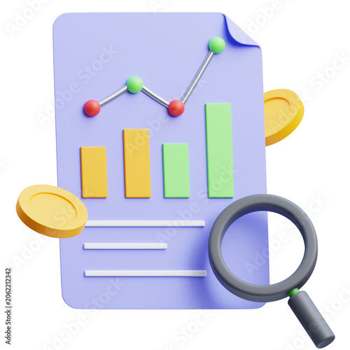 3d Illustration of Smart Spending Analysis Icon