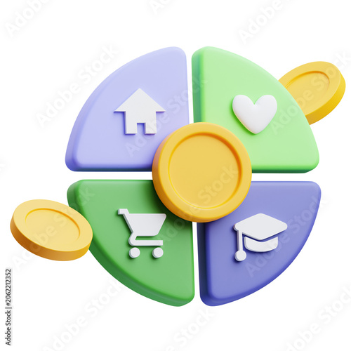 3d Illustration of Income Allocation Icon