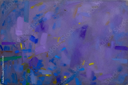 A painting of a purple and blue abstract painting