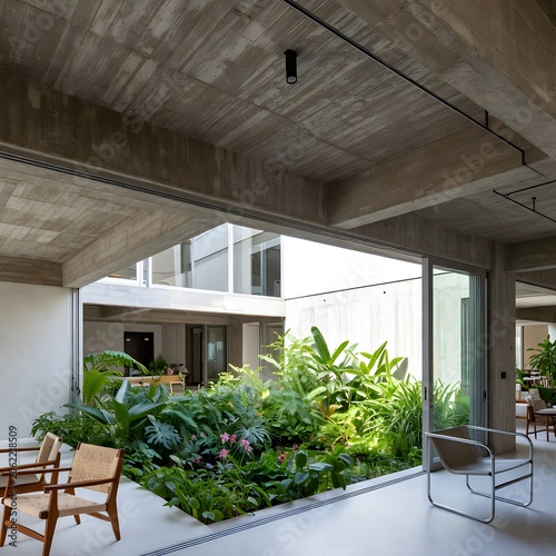 Contemporary concrete residence features internal courtyard garden retreat