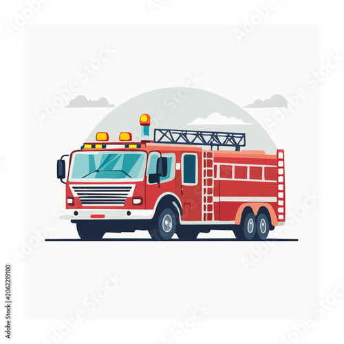 Red food truck with blue and yellow stripes vector