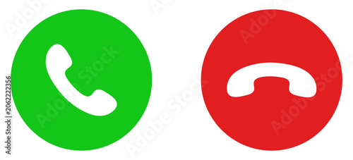 Phone call icon accept and decline. Phone call icon answer, accept and decline call icons with green and red buttons, contact us telephone sign and communication symbols. vector illustration