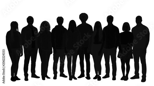 Group of people standing in a line outdoors