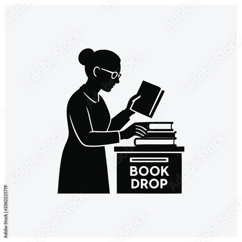 Person placing or taking books at a book drop