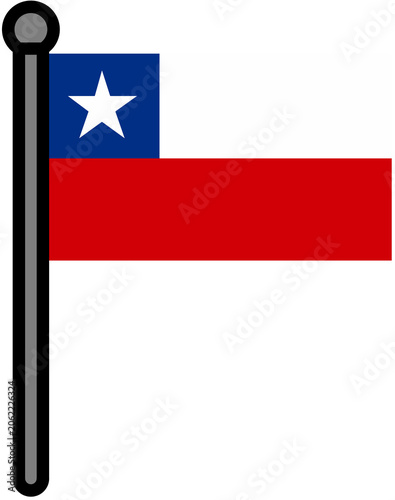 Foto National Flag of Chile with Silver Pole