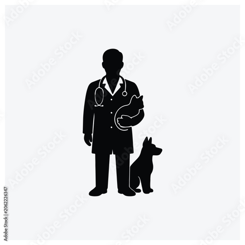 Vet treating a dog with a check-up.