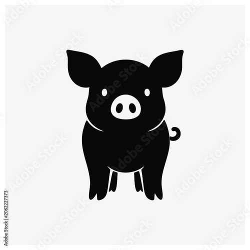 Simple black silhouette icon of a pig