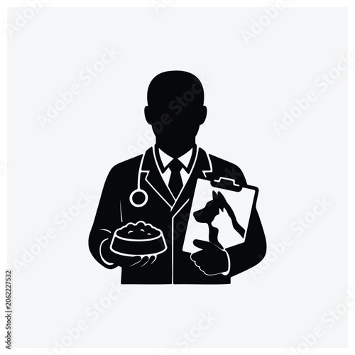Veterinarian inspecting animal medical records.