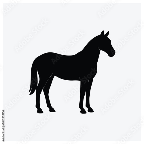 Simple black silhouette illustration of a standing horse.