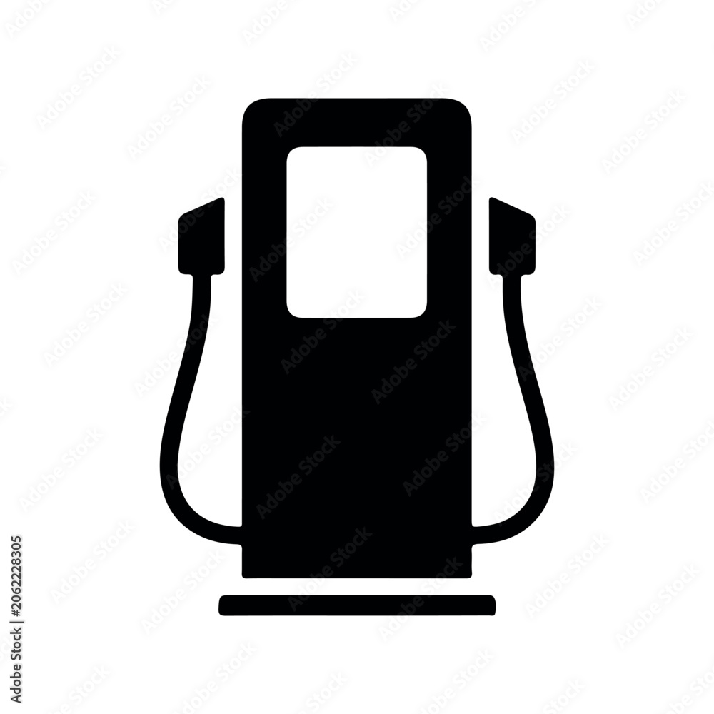 Fototapeta premium Black Charging Station Silhouette Vector Icon