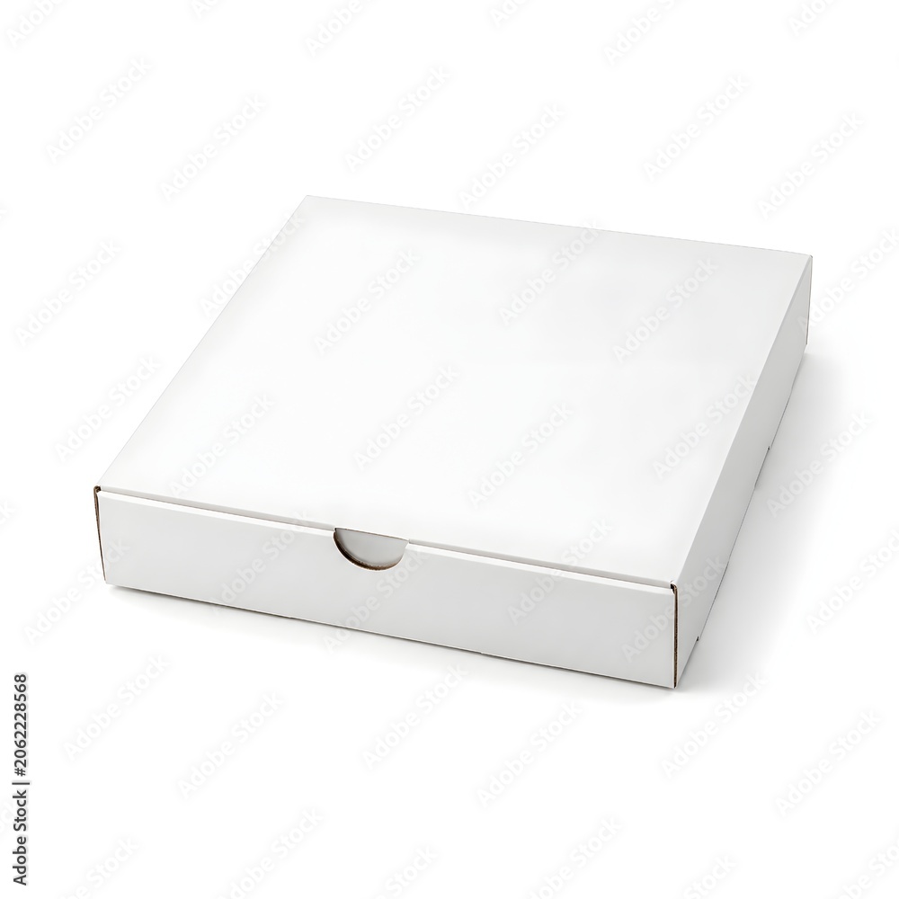 Naklejka premium Blank white bakery box mockup isolated on white background