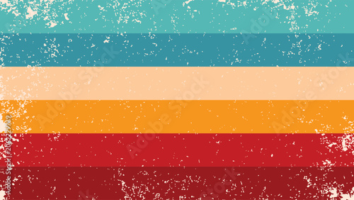 Horizontal Retro Vintage Color Stripe Pattern Frame Grunge Border Background Vector Illustration