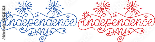 Independence day typography with fireworks and stars patriotic holiday graphic