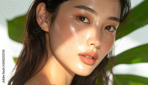 face glass skin beuaty model