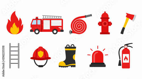 Obraz na płótnie Collection of fire safety and emergency icons set.