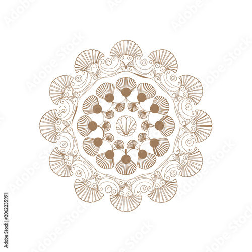 Traditional Seashell Mandala Coastal Ornament Pattern Design