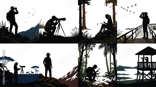 Canvastavla Wildlife Observation and Nature Research Silhouette Collection Featuring Birdwat