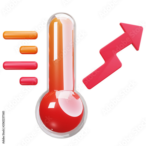 High Temperature Thermometer 3D Illustrations