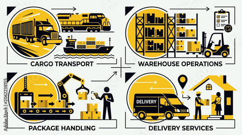 Logistics and supply chain management infographic.