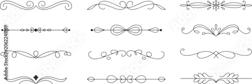 Hand-drawn decorative flourish and dividers for projects and page embellishments ornate swirl
