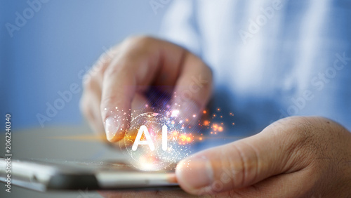 Person Using Smartphone With AI Technology