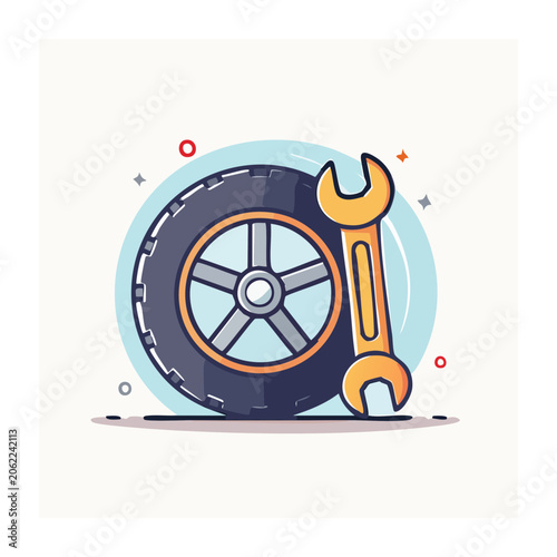 Flat design clock with owl icon