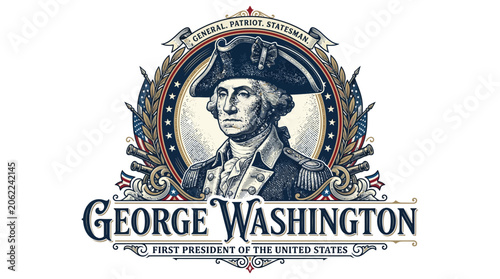 Foto Engraving George Washington Portrait Engra? 202606161144 2X Typography Vector De