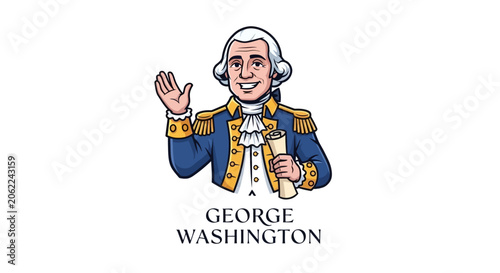 Fotografie George Washington Mascot Charact? 202606161230 2X Text Banner with Vintage Style