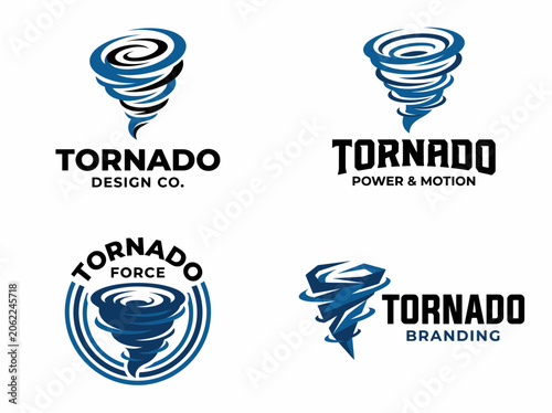 Set of tornado logo designs, storm and weather vector icons