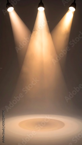 spotlights shining down on empty stage.