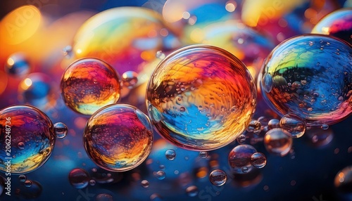 Colorful Abstract Bubbles Reflecting Light and Colors.