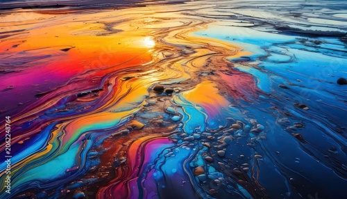 Colorful Abstract Landscape - A Vibrant Fusion of Colors and Textures.