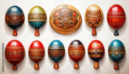 Collection of Intricately Decorated Pysanky Eggs Displaying Traditional Ukrainian Folk Art.