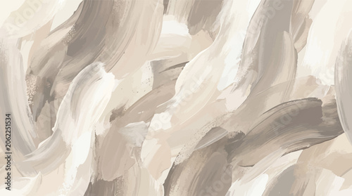Tablou pe pânză Abstract natural tones paint strokes background with elegant artistic brush text