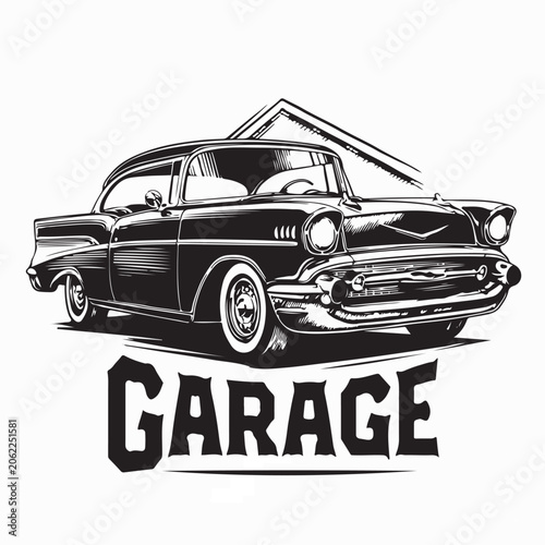 Retro Automotive Garage Logo Vector Illustration On White Background