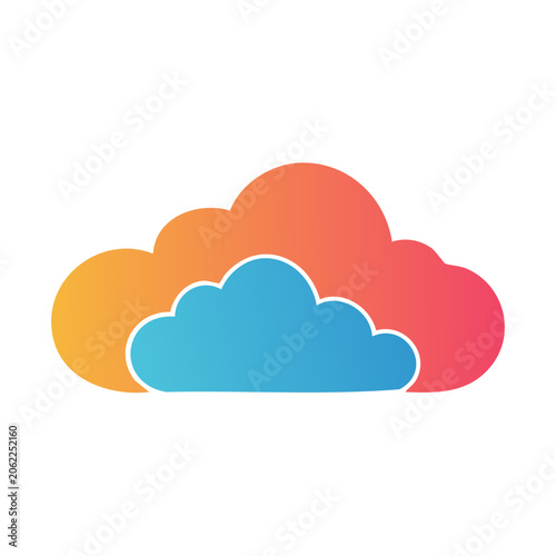 Flat design cloud with sun and rain